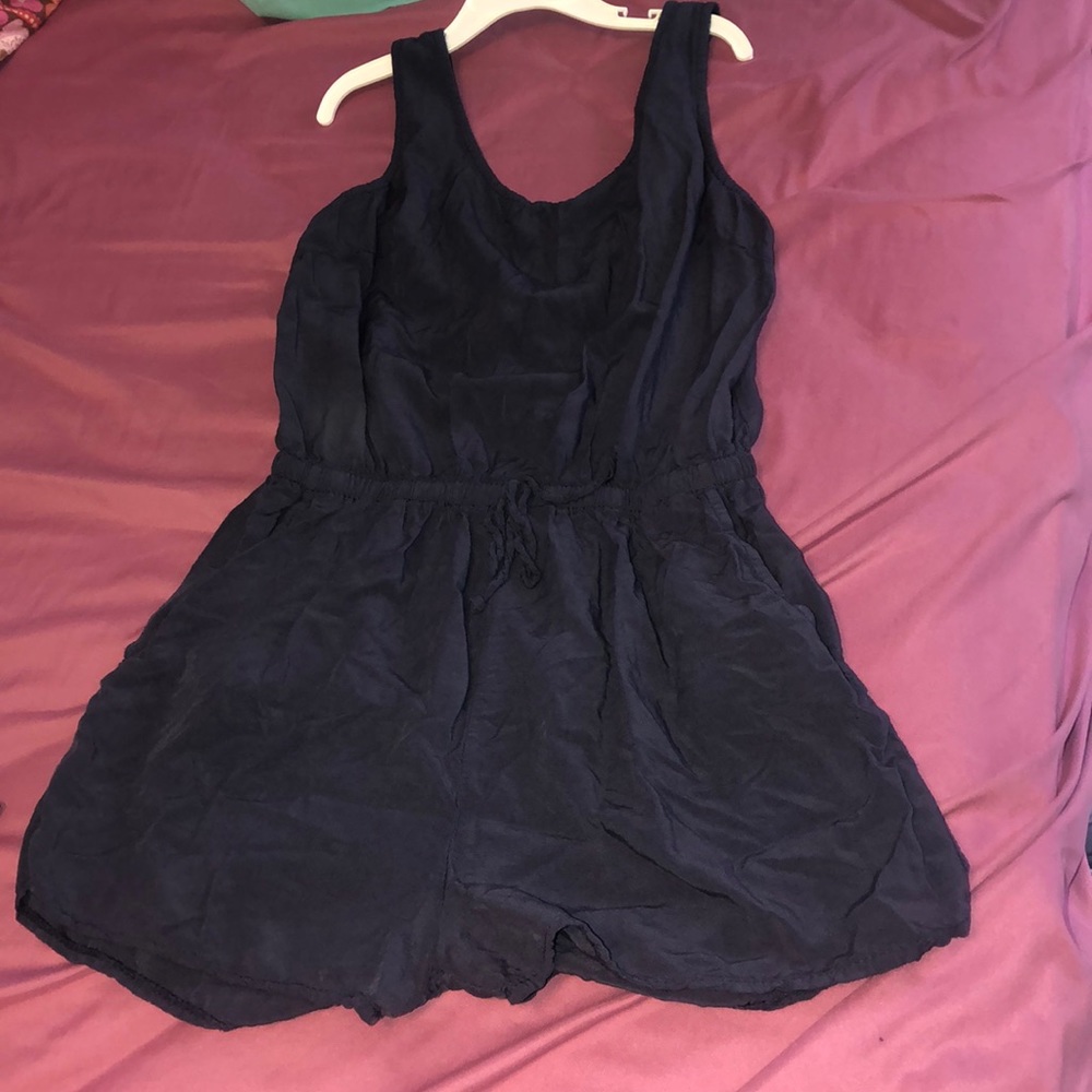 Boohoo Navy Open Back Romper